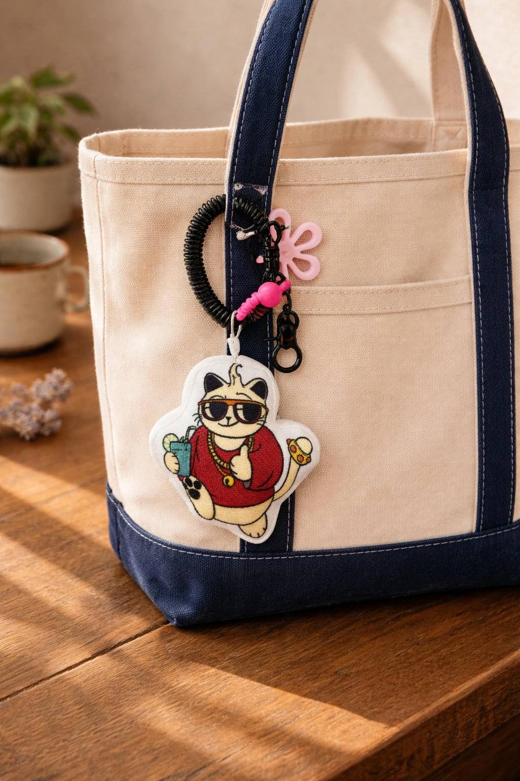 Cat-Themed Plush Keychain