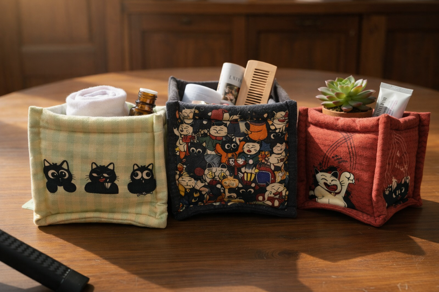 Cat Illustration Small Organizer Basket