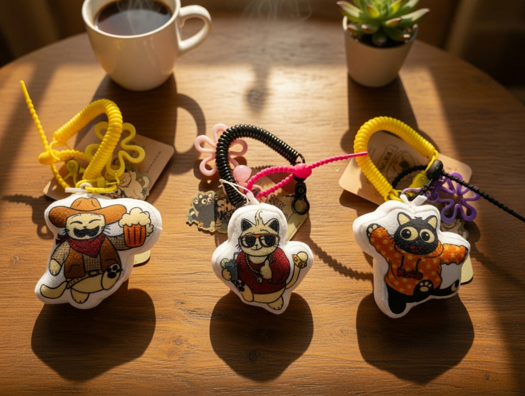 Cat-Themed Plush Keychain