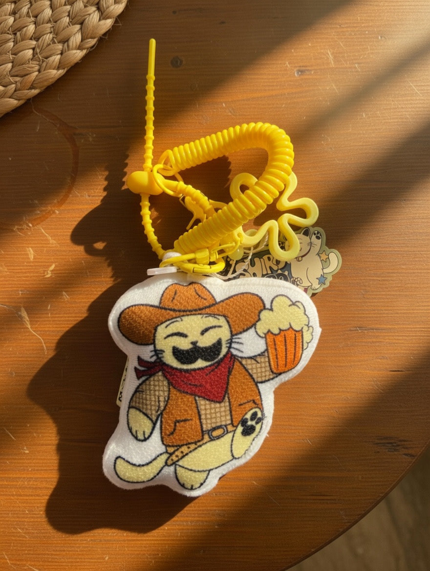 Cat-Themed Plush Keychain