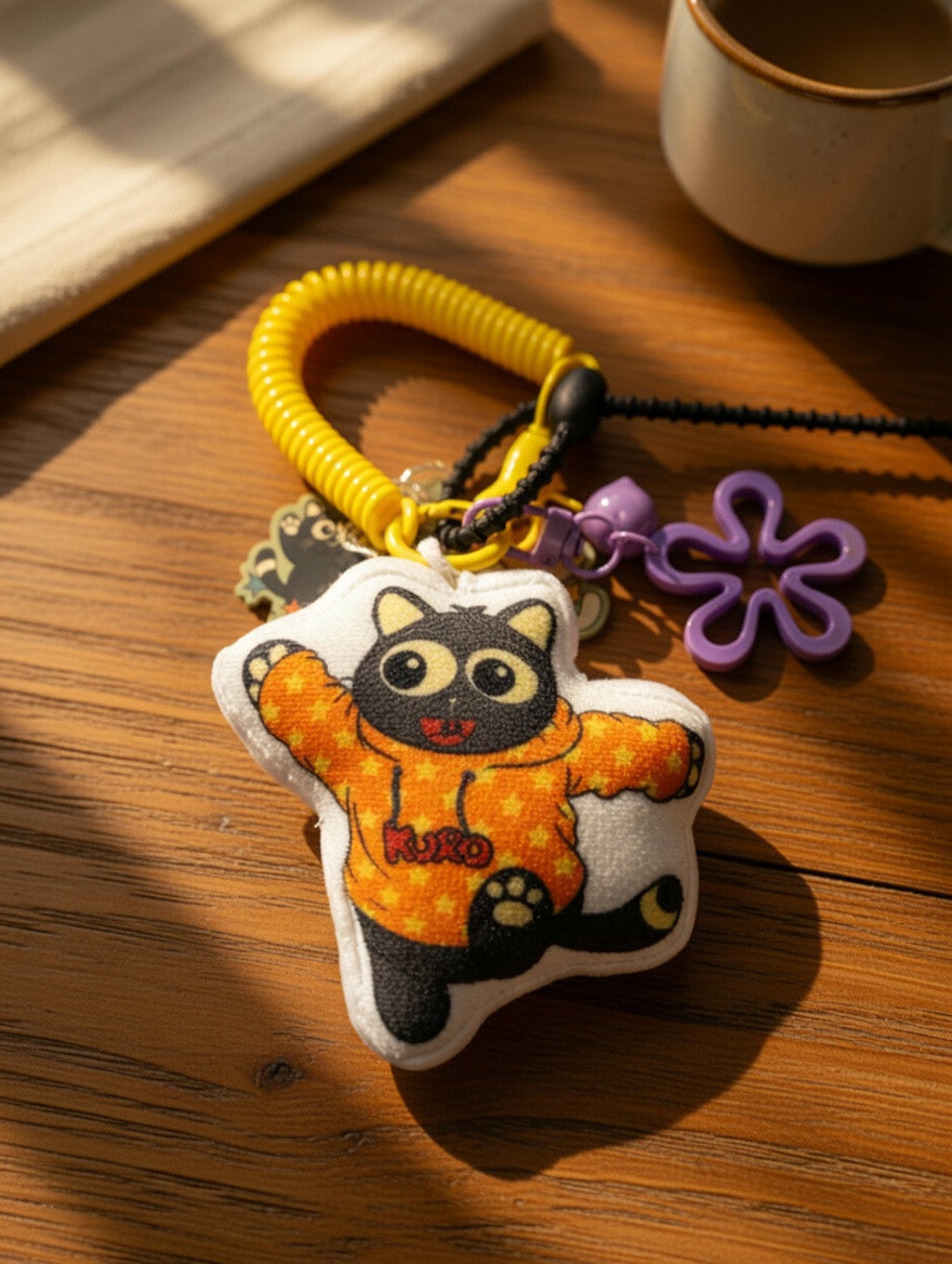 Cat-Themed Plush Keychain