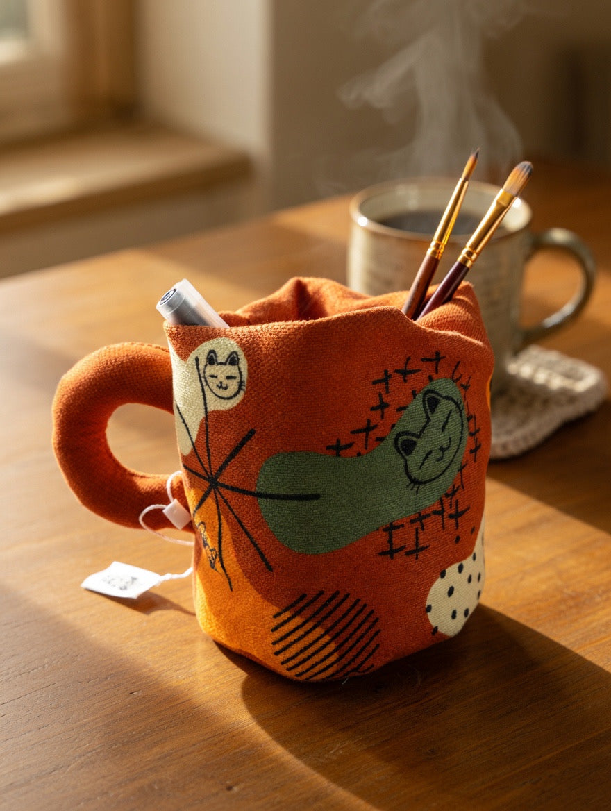 Cat Illustration Mug Organizer