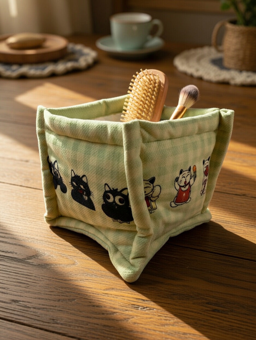 Cat Illustration Small Organizer Basket