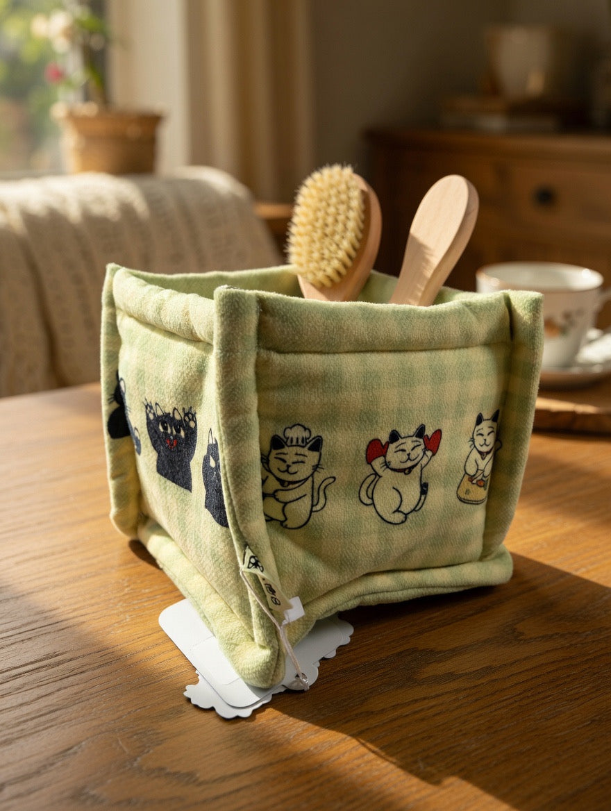 Cat Illustration Small Organizer Basket