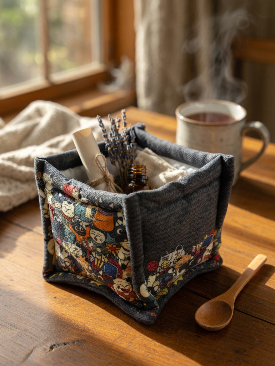 Cat Illustration Small Organizer Basket
