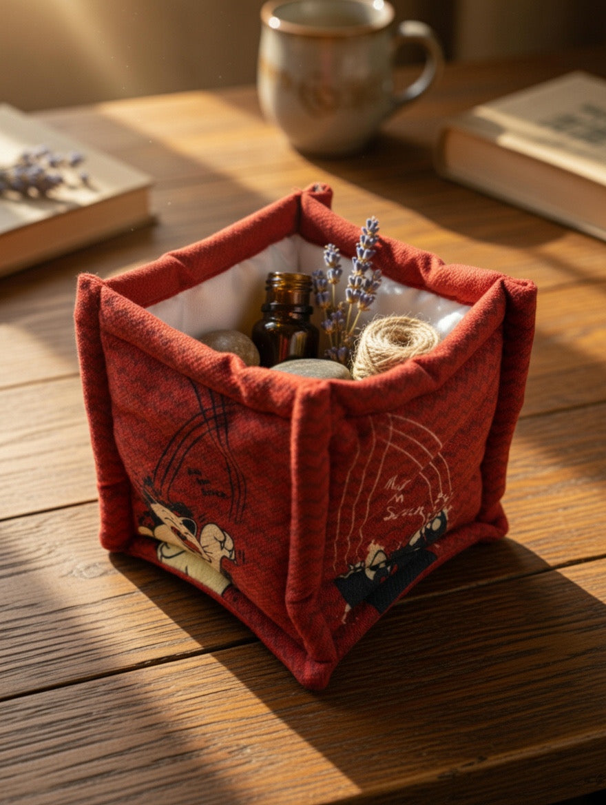 Cat Illustration Small Organizer Basket