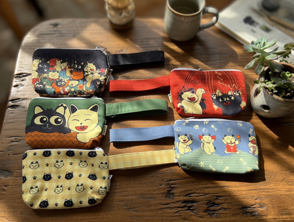 Cat-Themed Small Wristlet Pouch