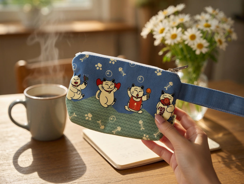 Cat-Themed Small Wristlet Pouch