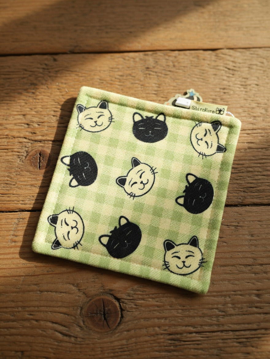 Cat-Themed Square Fabric Coaster