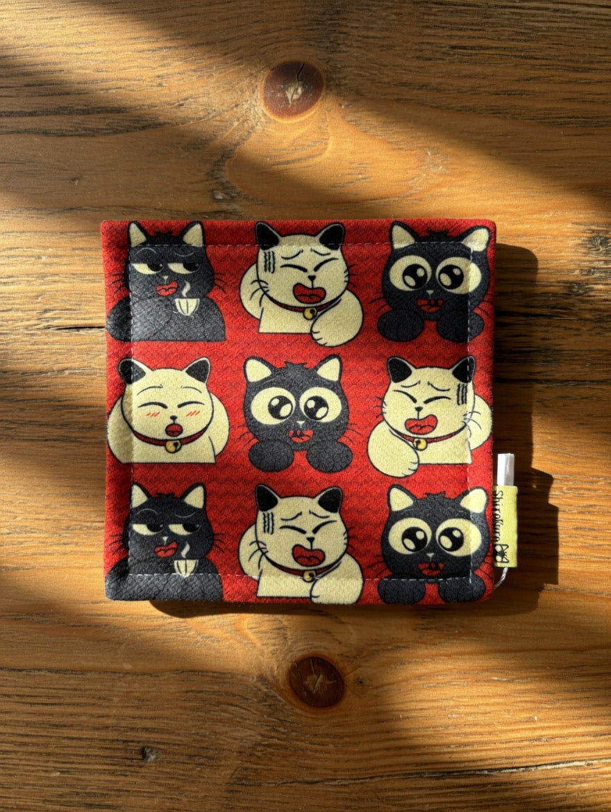 Cat-Themed Square Fabric Coaster