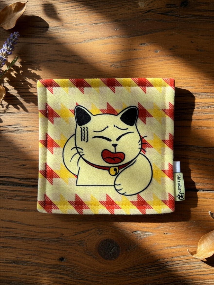 Cat-Themed Square Fabric Coaster