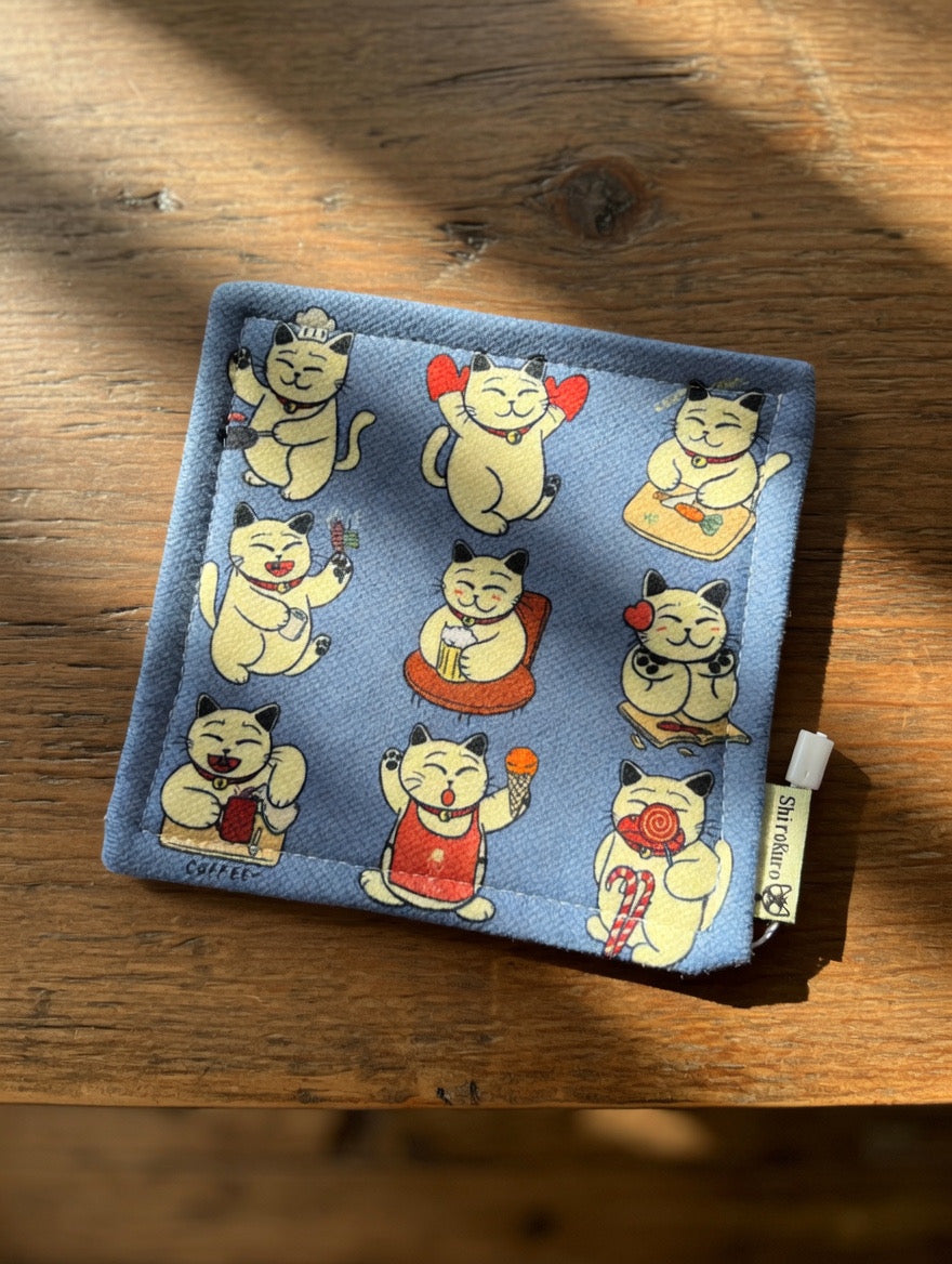 Cat-Themed Square Fabric Coaster