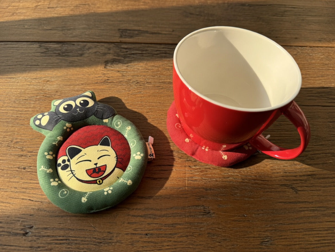 Round Cat-Shaped Cup Coasters
