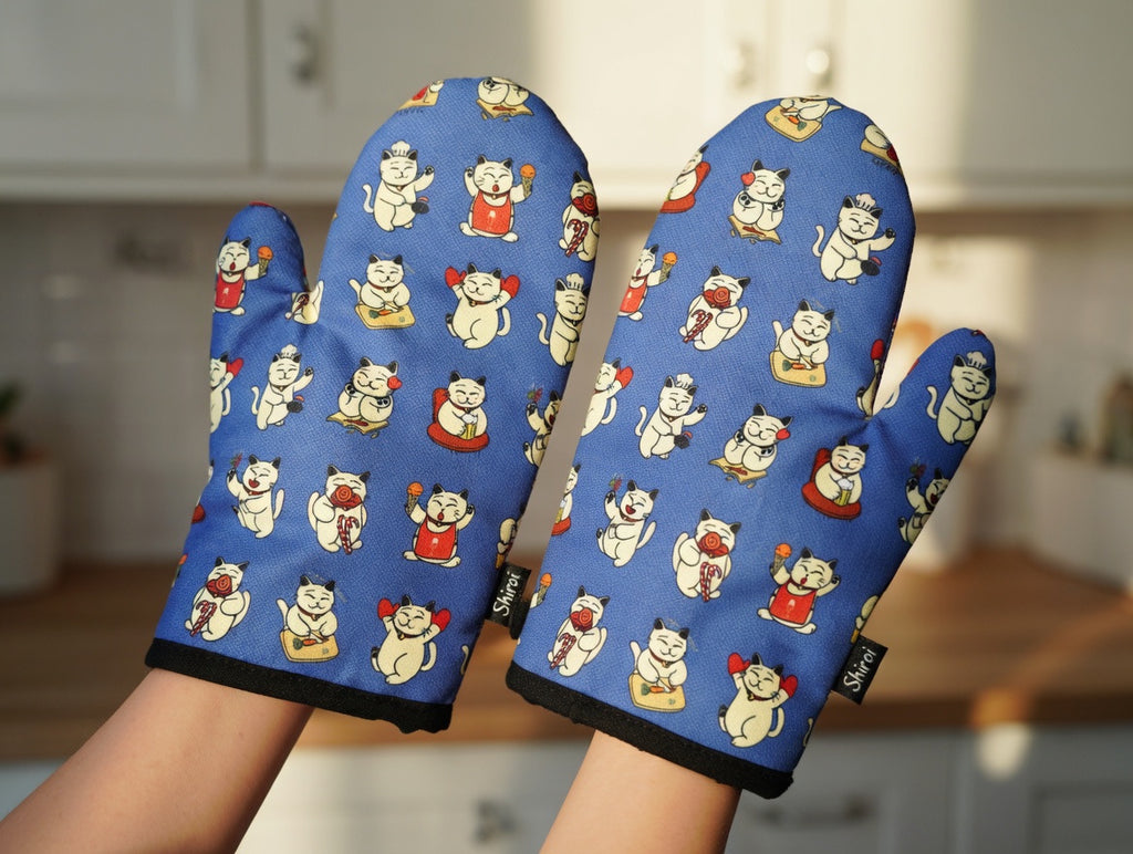 Cat-Themed Oven Mitts Set (Pair)