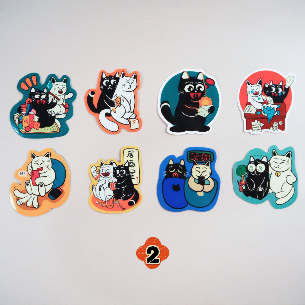 Cat-Illustration Sticker Pack (2inches*8 pieces a pack)