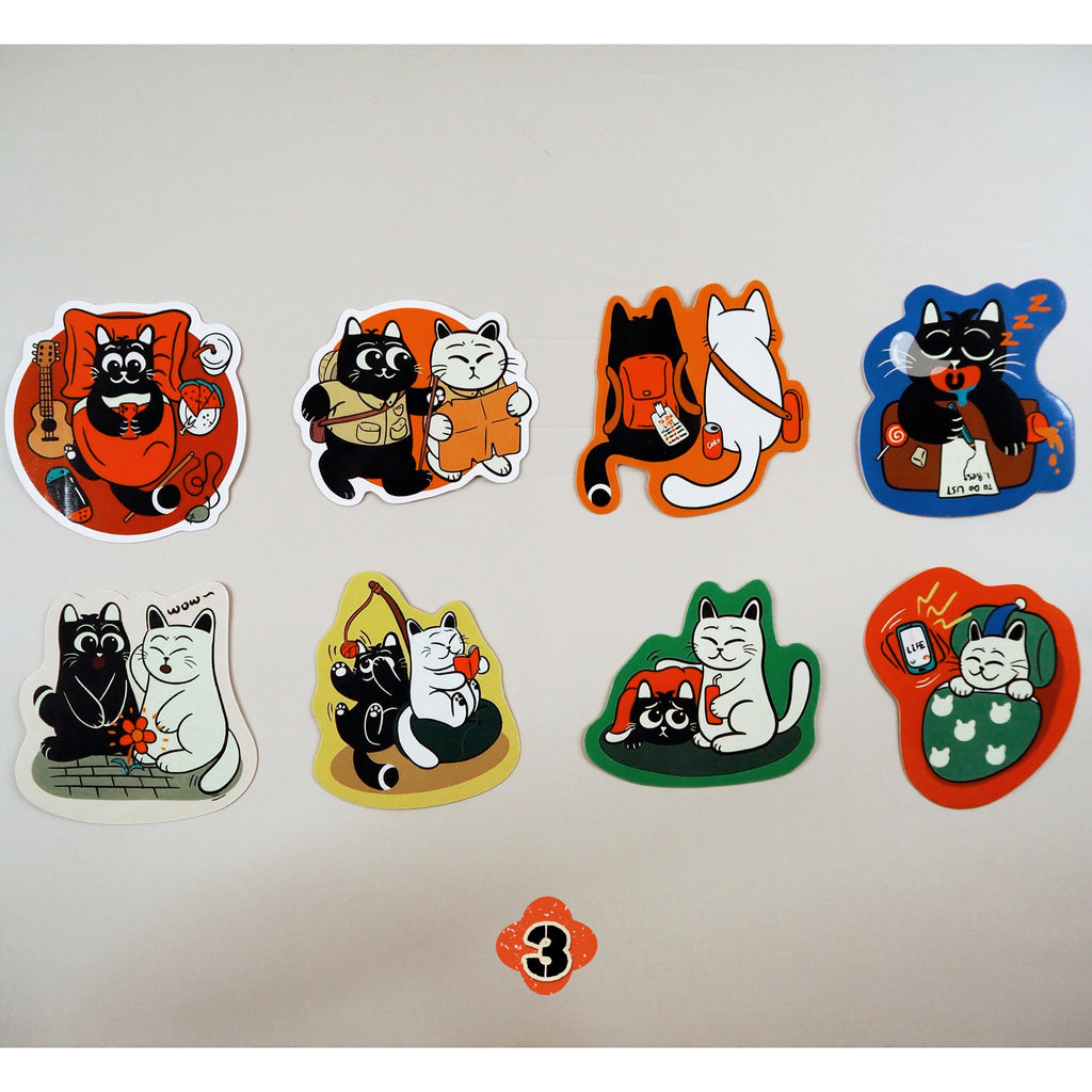 Cat-Illustration Sticker Pack (2inches*8 pieces a pack)
