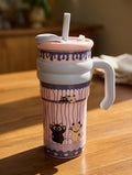 Cat-Themed Insulated Tumbler with Straw
