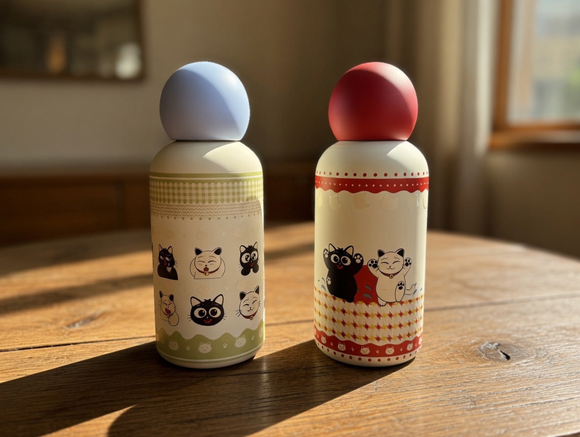 Cat-Themed Insulated Bottle