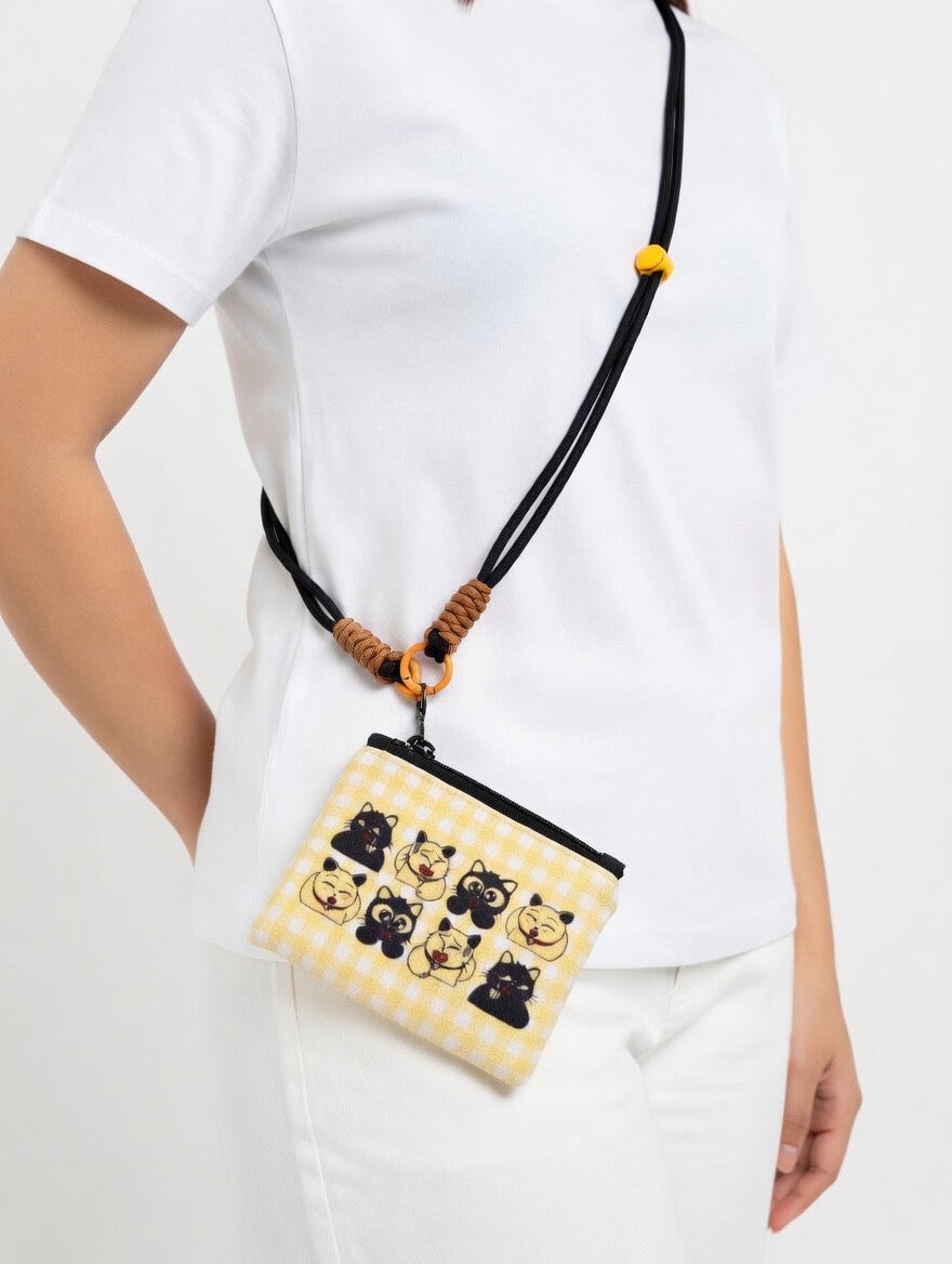 Cat-Themed Mini Crossbody Pouch