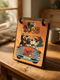 Cat-Themed Desk Calendar with Wooden Stand