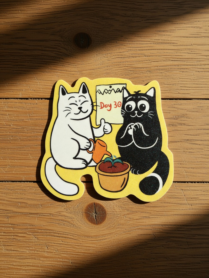 ShiroKuro Glitter Cat Sticker (3 inches Die-Cut)