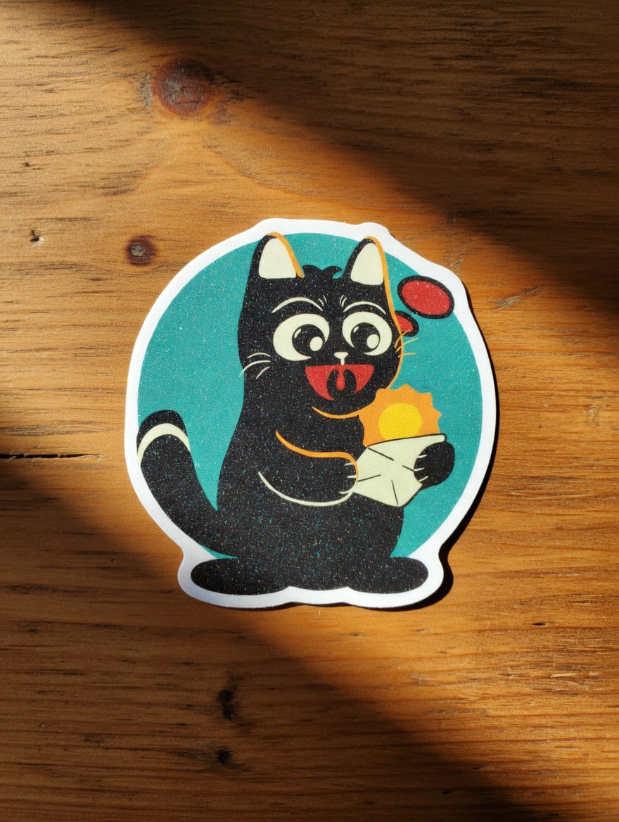 ShiroKuro Glitter Cat Sticker (3 inches Die-Cut)