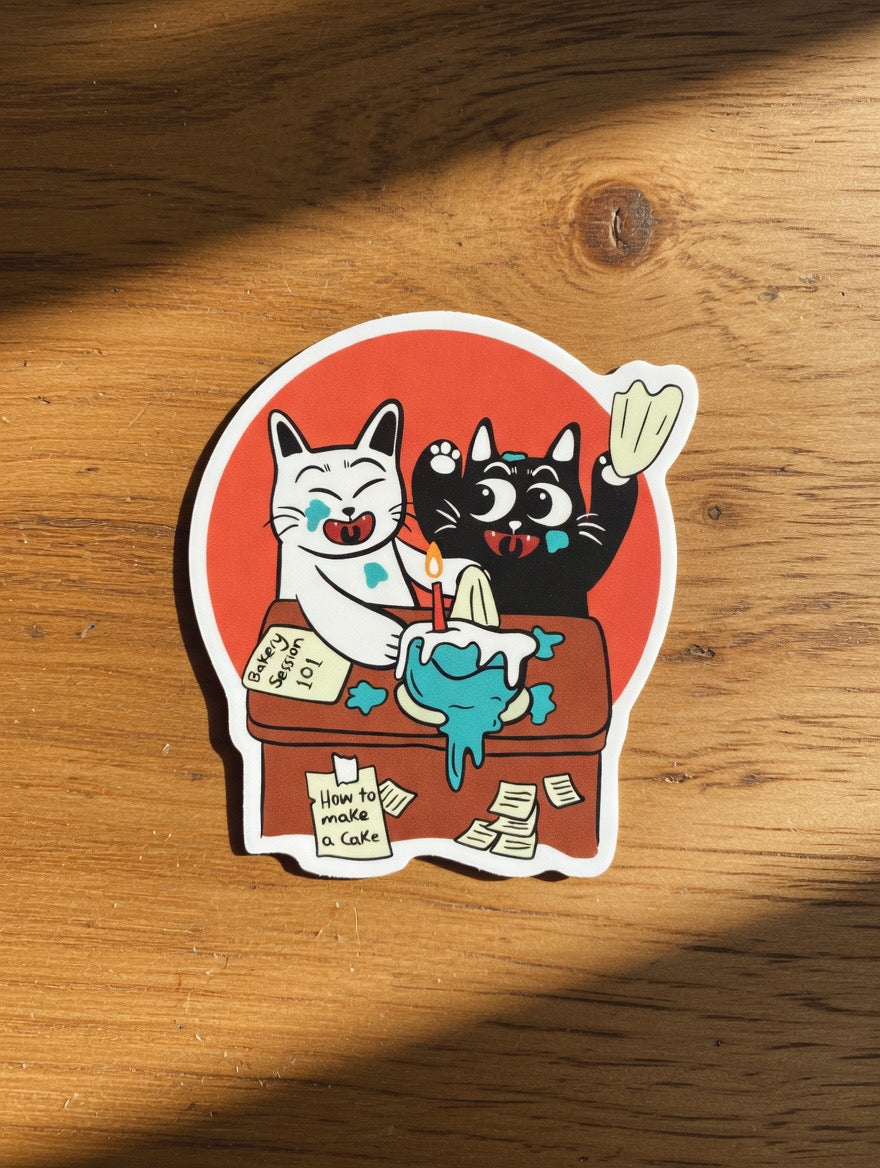 ShiroKuro Glitter Cat Sticker (3 inches Die-Cut)