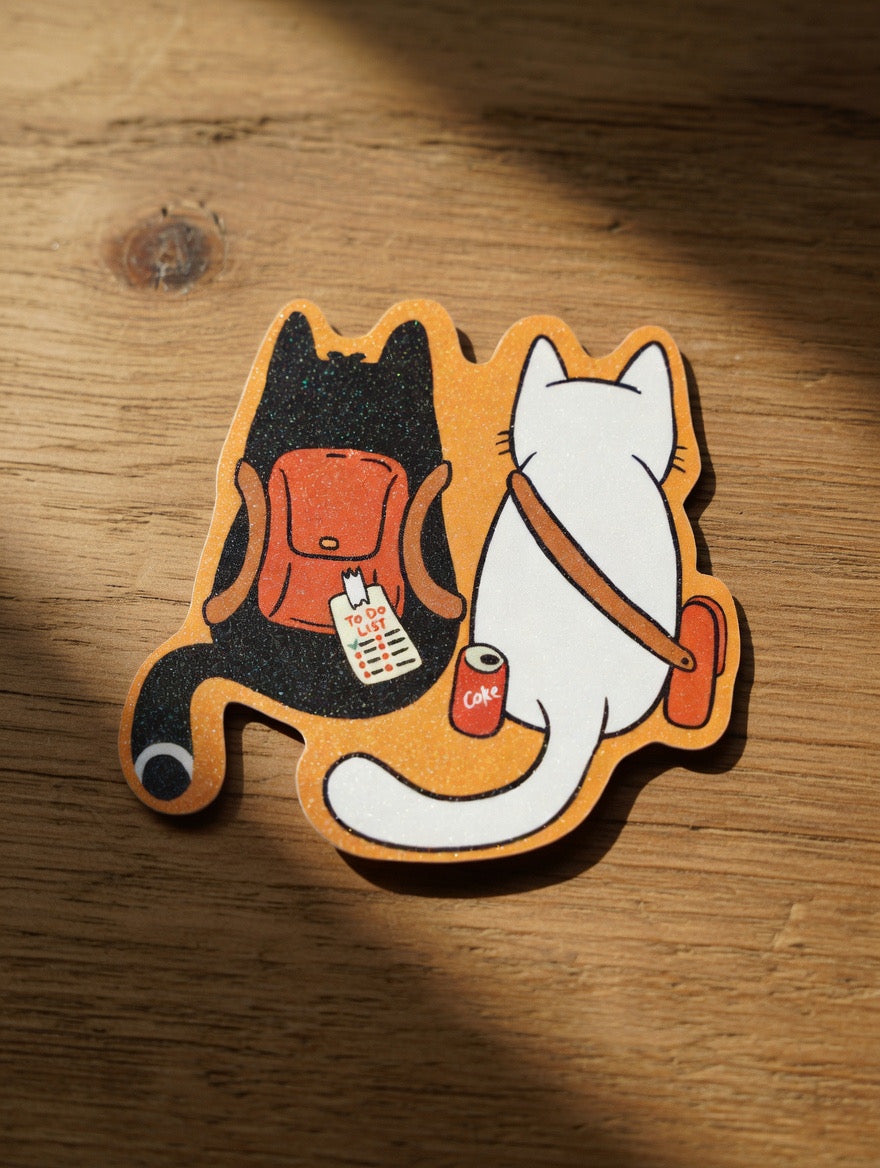 ShiroKuro Glitter Cat Sticker (3 inches Die-Cut)