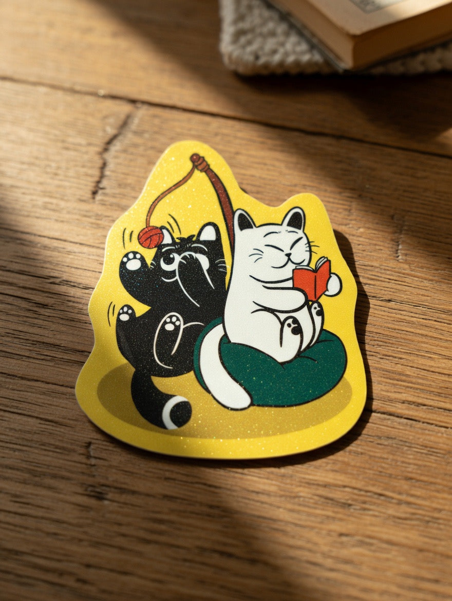 ShiroKuro Glitter Cat Sticker (3 inches Die-Cut)