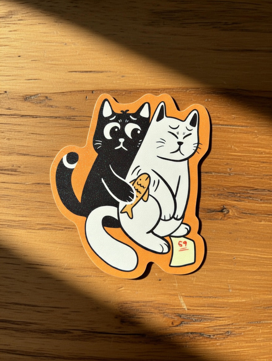 ShiroKuro Glitter Cat Sticker (3 inches Die-Cut)