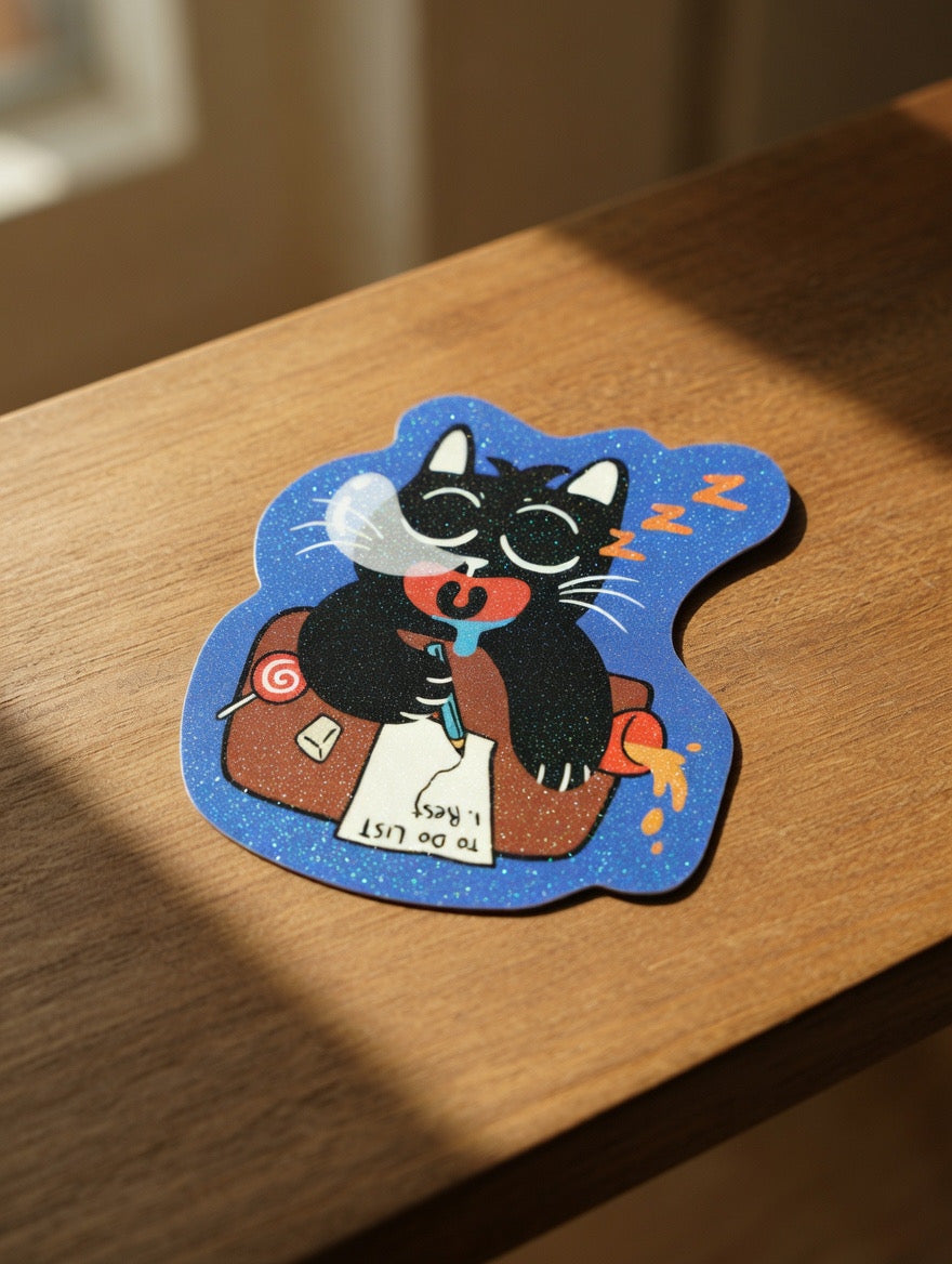 ShiroKuro Glitter Cat Sticker (3 inches Die-Cut)