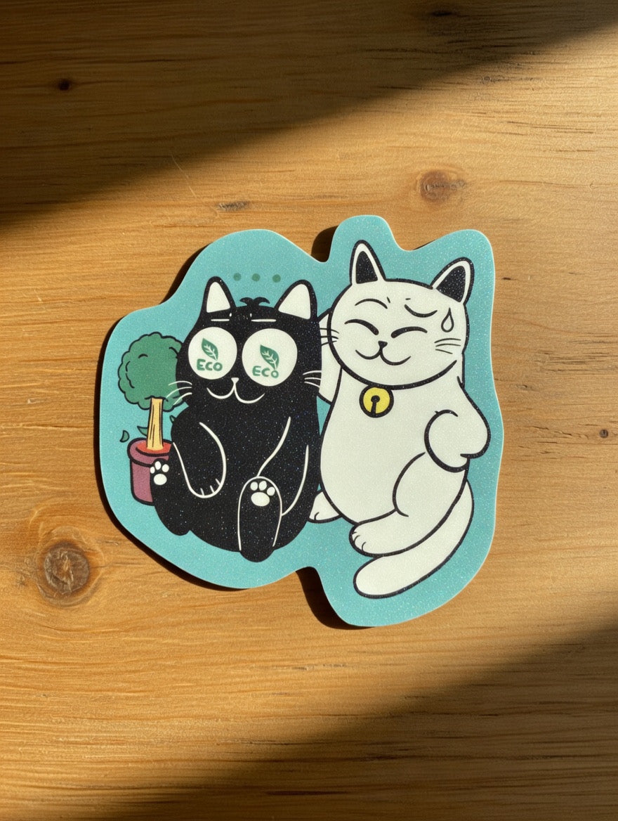 ShiroKuro Glitter Cat Sticker (3 inches Die-Cut)