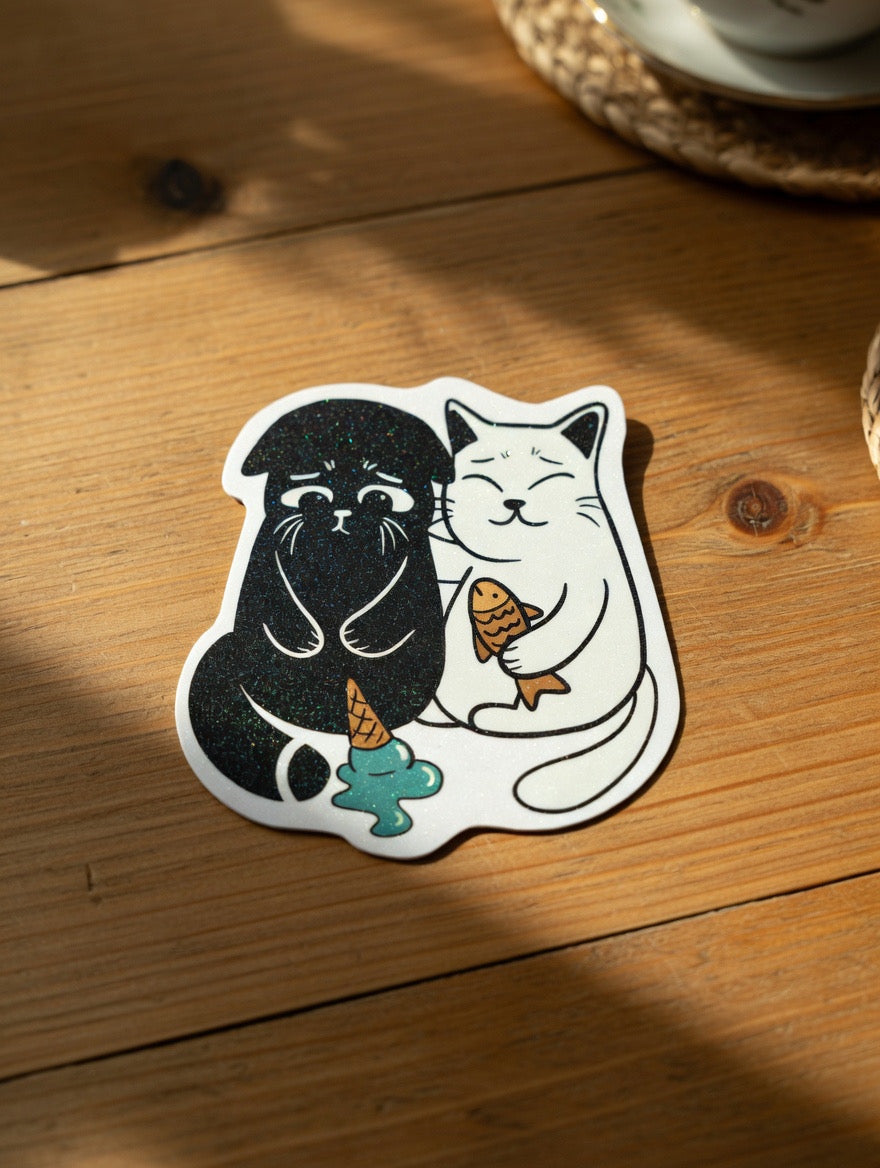 ShiroKuro Glitter Cat Sticker (3 inches Die-Cut)
