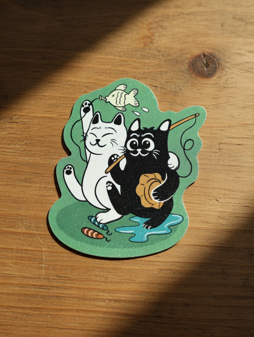 ShiroKuro Glitter Cat Sticker (3 inches Die-Cut)
