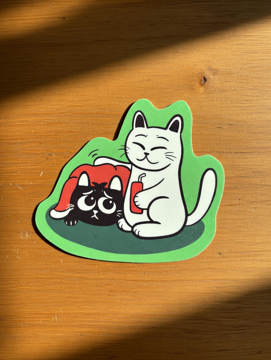 ShiroKuro Glitter Cat Sticker (3 inches Die-Cut)