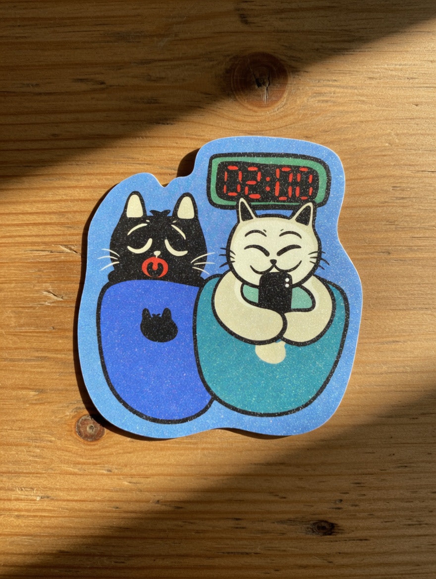 ShiroKuro Glitter Cat Sticker (3 inches Die-Cut)