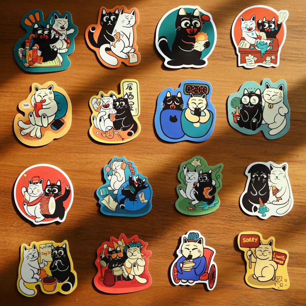 Cat-Illustration Sticker Pack (2inches*8 pieces a pack)